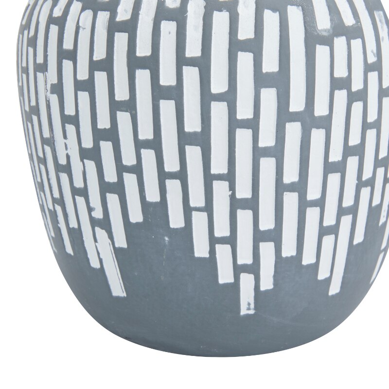Mosaic Elegance: Set of 2 Gray Ceramic Vases with Geometric Design