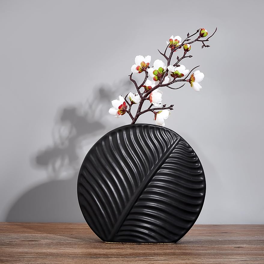 MIAJO Black Vase for Flowers, Black Vases Home Decor, Boho Vase Decor for Entryway, Living Room, Dinning Table
