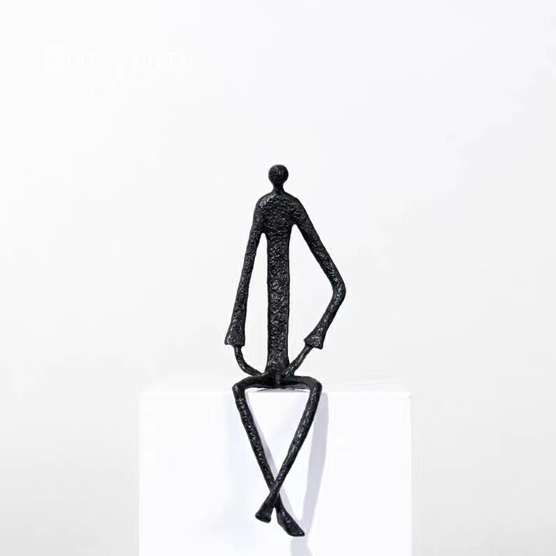 Contemporary Cast Iron Figure Sculpture – Minimalist Home Decor