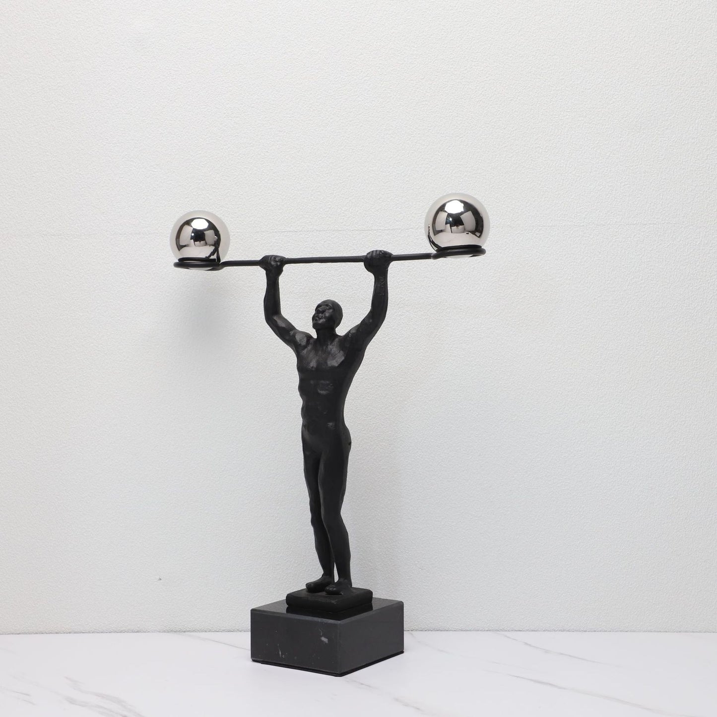 Contemporary Metal Weightlifter Decor – Ideal for Wall Cabinets
