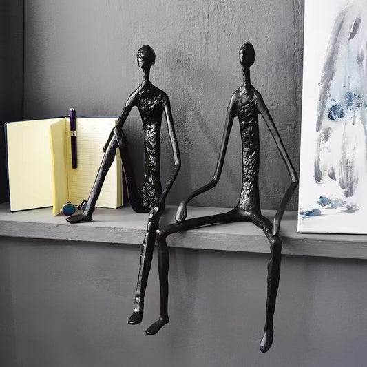 Contemporary Cast Iron Figure Sculpture – Minimalist Home Decor