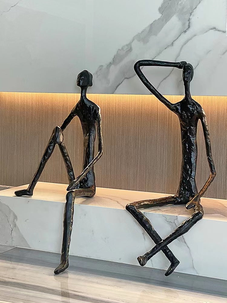 Contemporary Cast Iron Figure Sculpture – Minimalist Home Decor