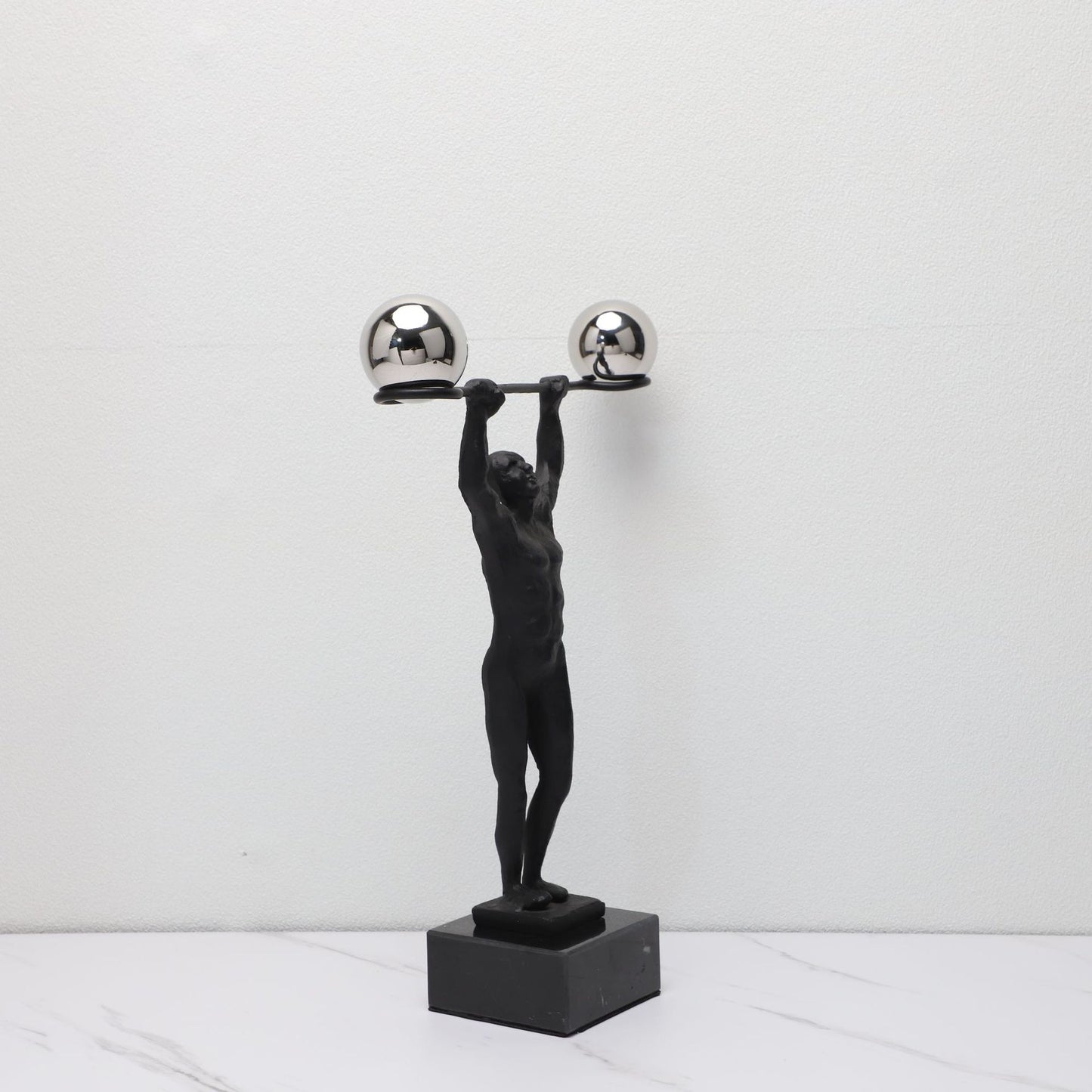 Contemporary Metal Weightlifter Decor – Ideal for Wall Cabinets