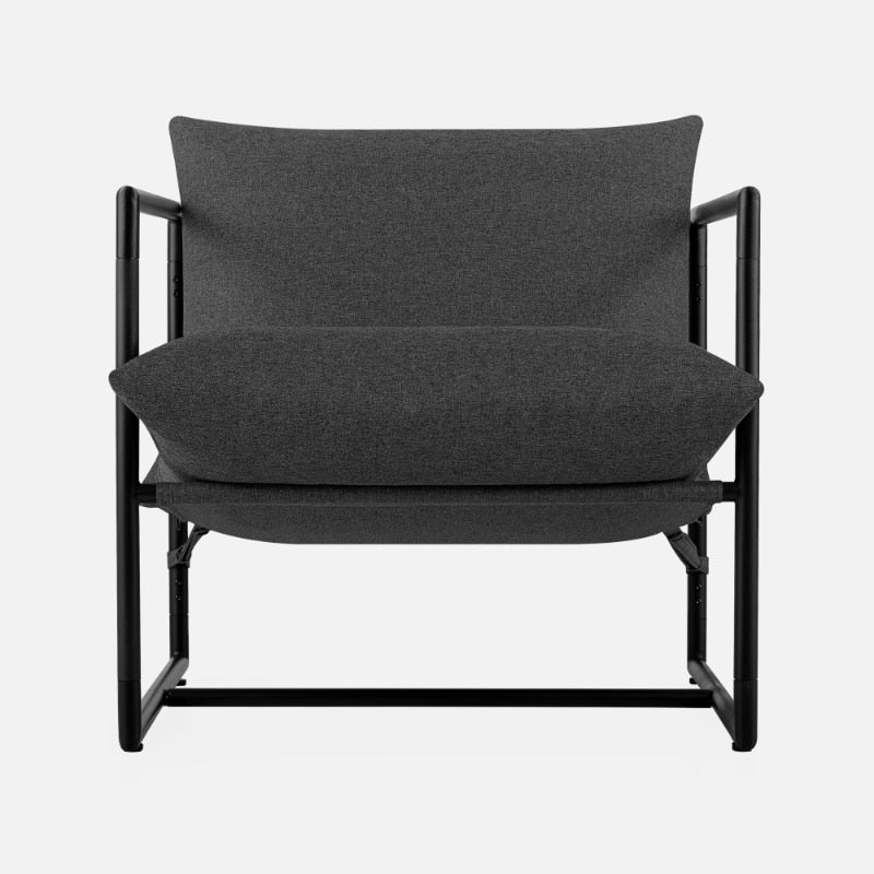 Hayden Metal Framed Sling Accent Chair - Dark Grey Modern Style Furniture for Living Room, Bedroom and Office