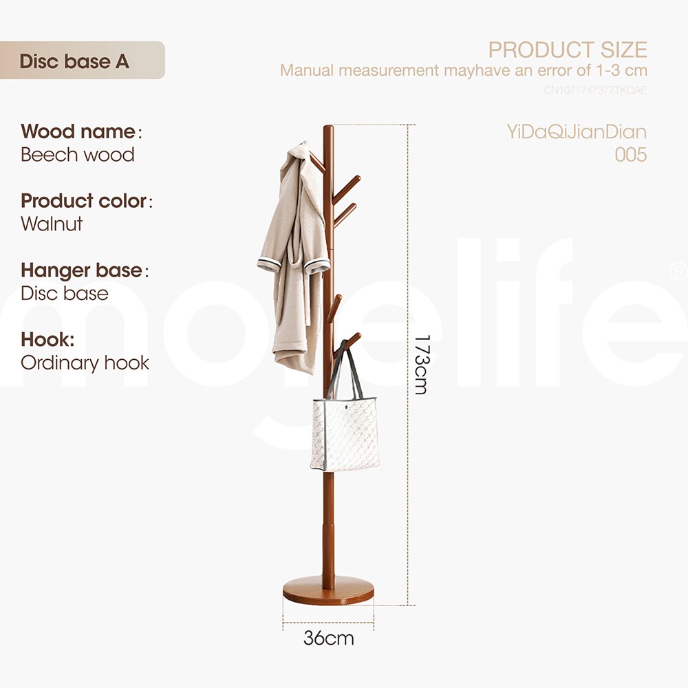 Wooden Coat Hanger with 8-10 Hooks