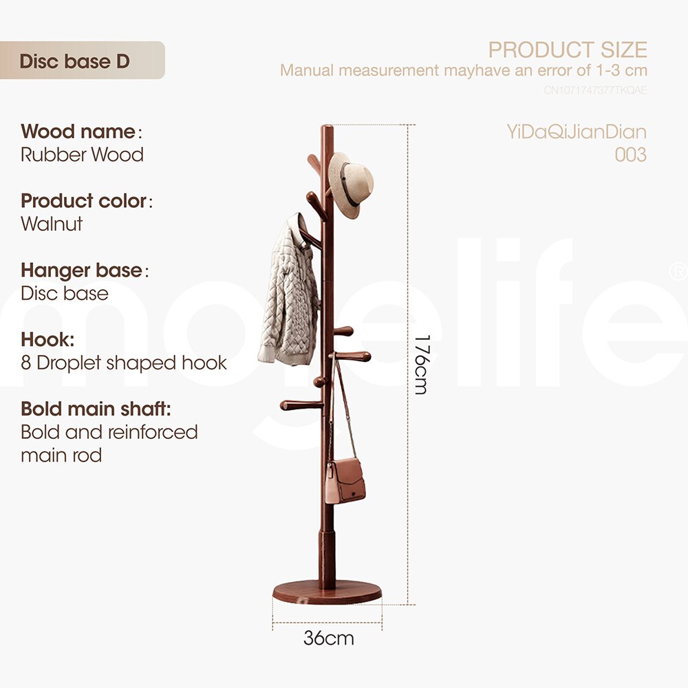 Wooden Coat Hanger with 8-10 Hooks