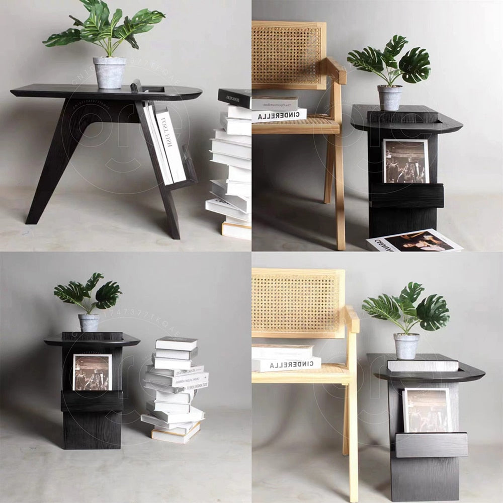 Nordic Light Luxury Side Table with Magazine Shelves