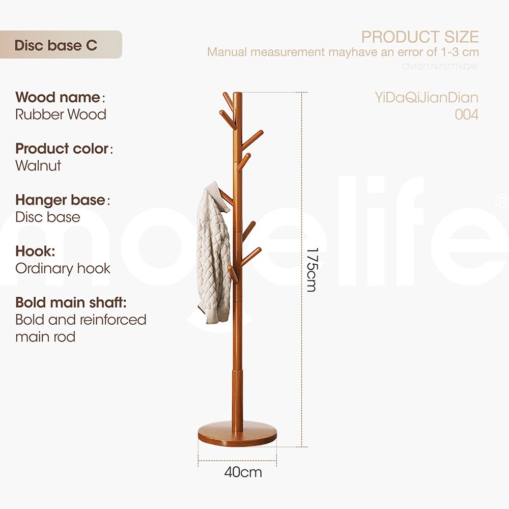 Wooden Coat Hanger with 8-10 Hooks