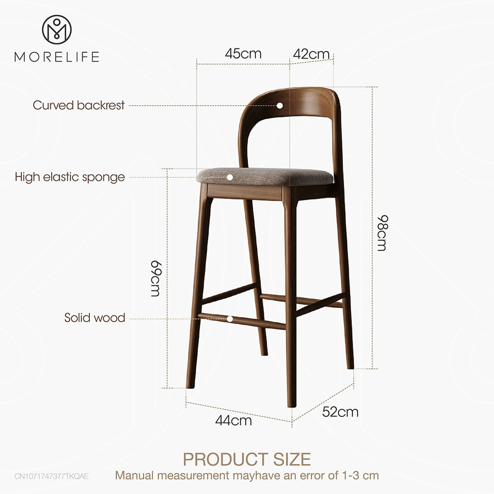 Nordic Solid Wood Bar Chair Reception Coffee Chair