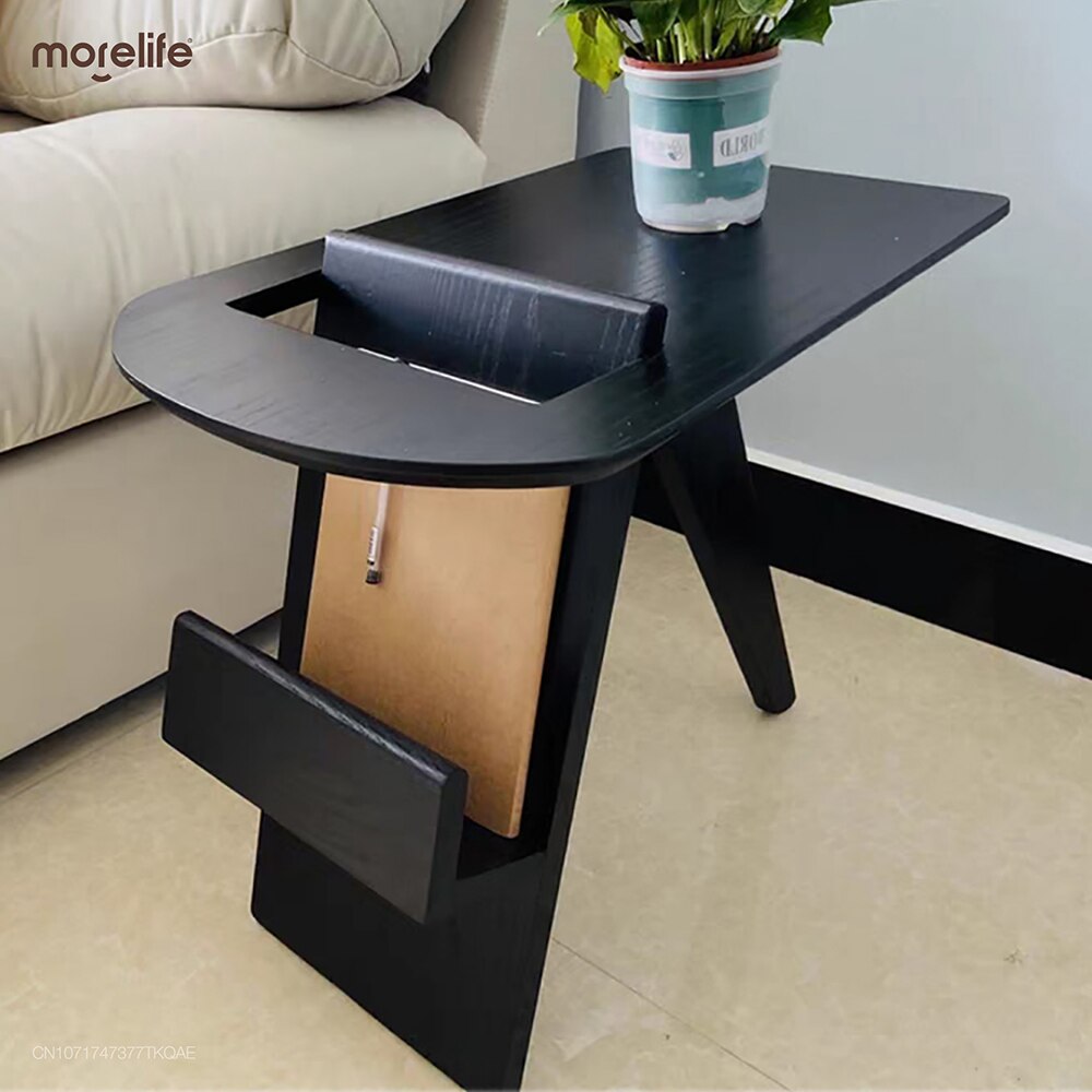 Nordic Luxury Side Table - Modern Simple Living Room Corner Table with Books and Magazine Shelves