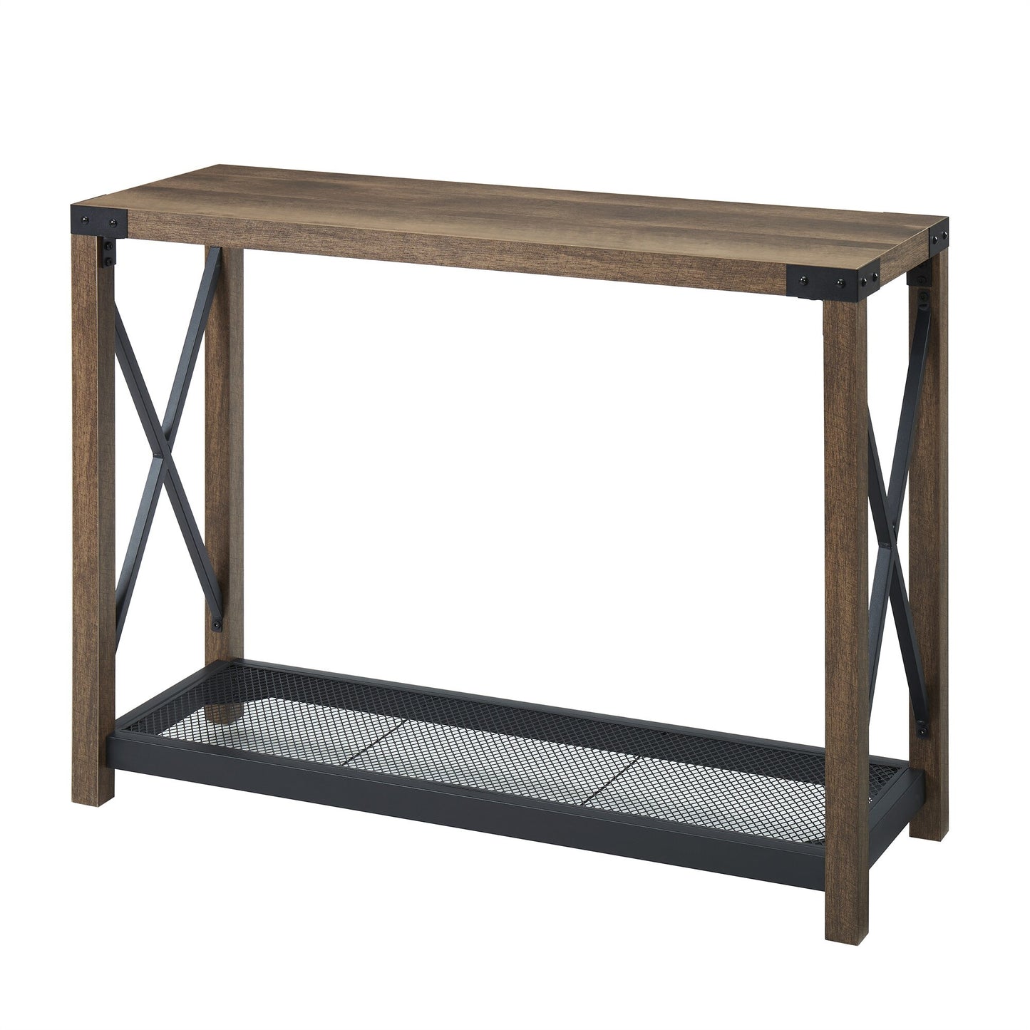 Farmhouse Entry Table Industrial Sofa Table - 2 Tier Console Table for Entryway and Living Room, Brown/Grey Easy Assembly Furniture