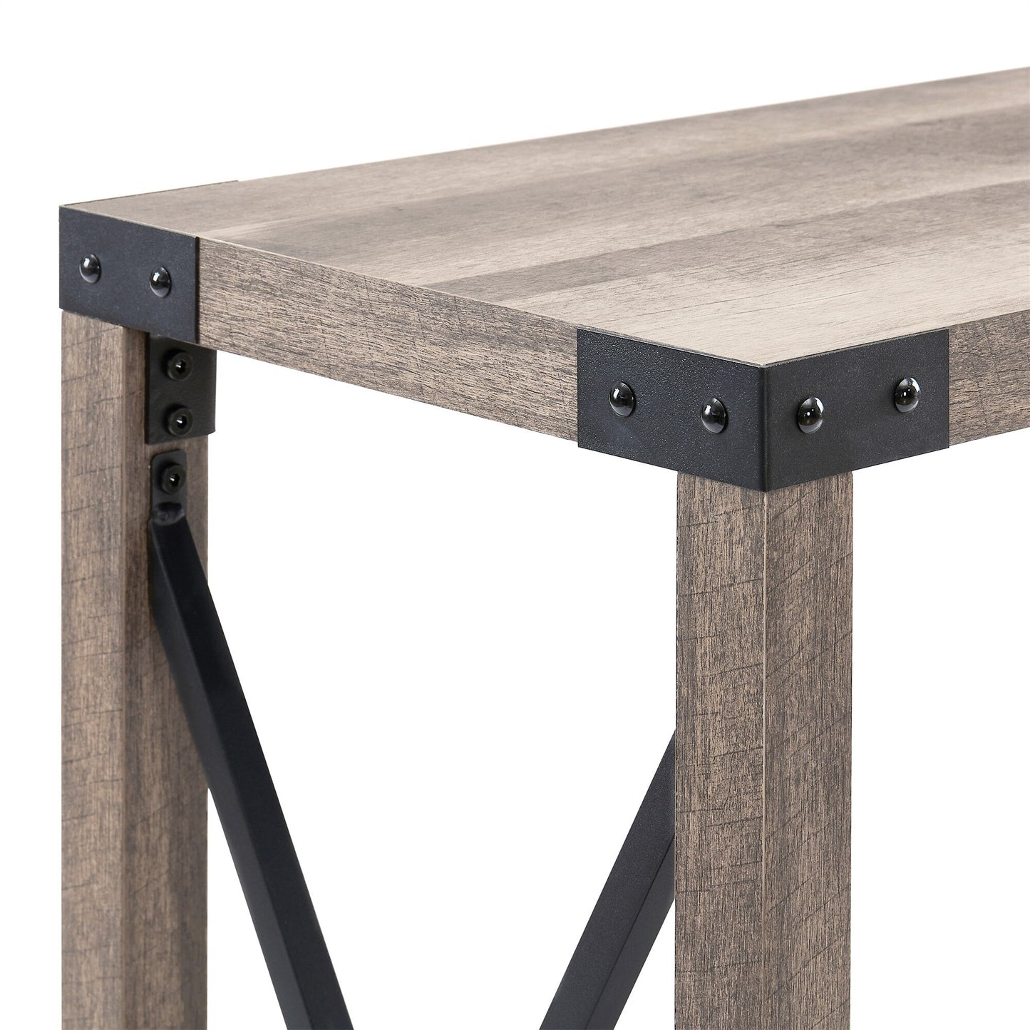 Farmhouse Entry Table Industrial Sofa Table - 2 Tier Console Table for Entryway and Living Room, Brown/Grey Easy Assembly Furniture