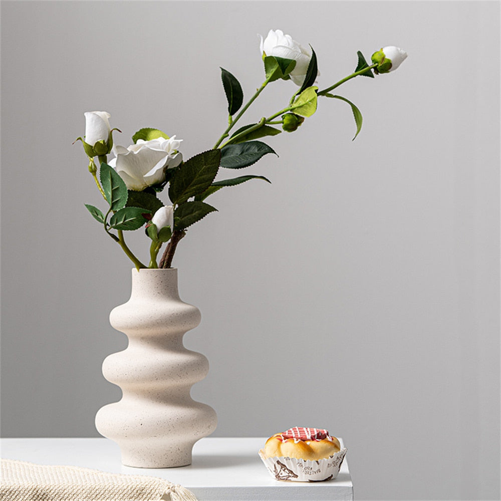 Modern Art Flower Pot Pastoral Vase Crafts Frosted Flower Container Office Interior Decor Accessories Nordic Style Decoration