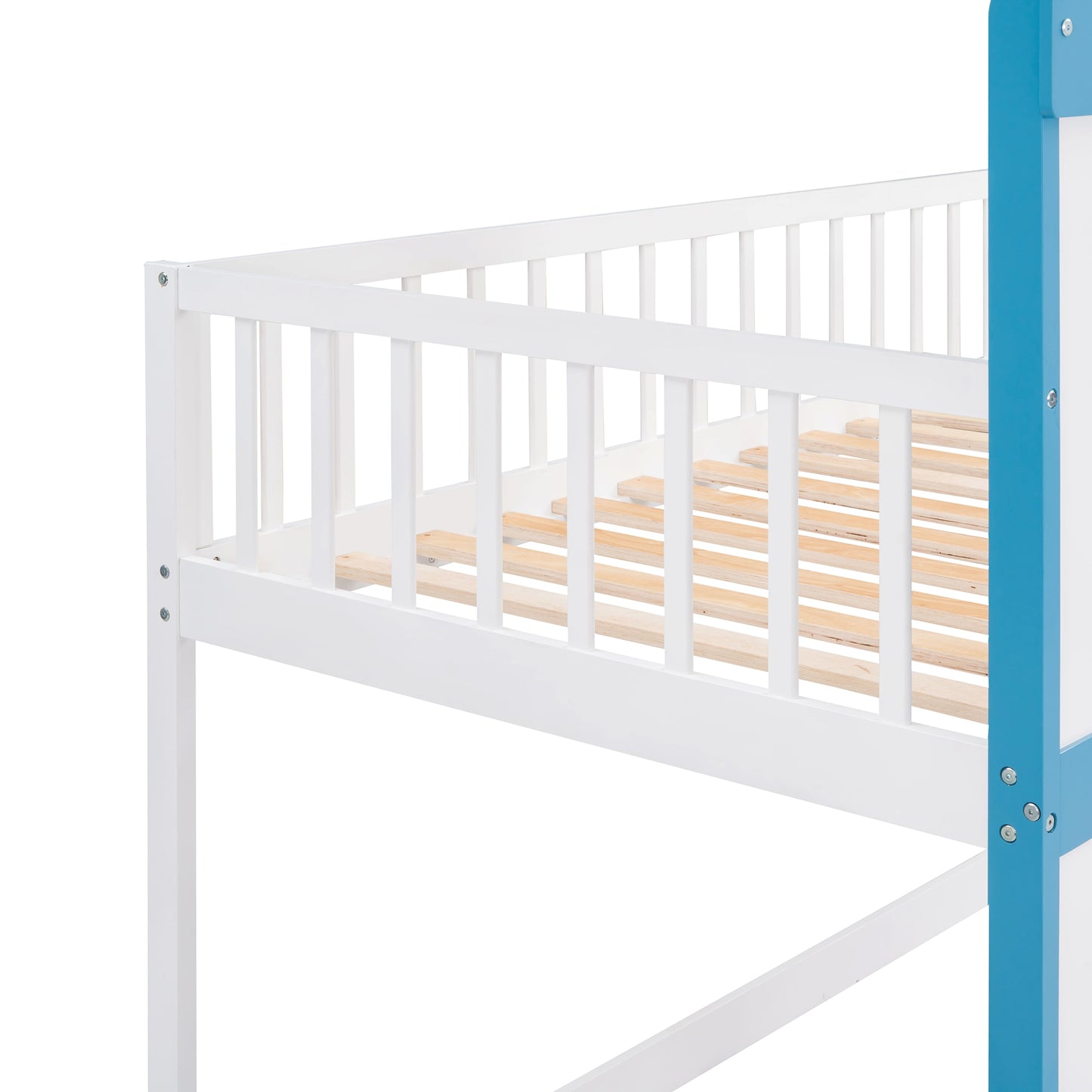 Twin Over Twin Castle Bunk Bed with Ladder - Pink/Blue