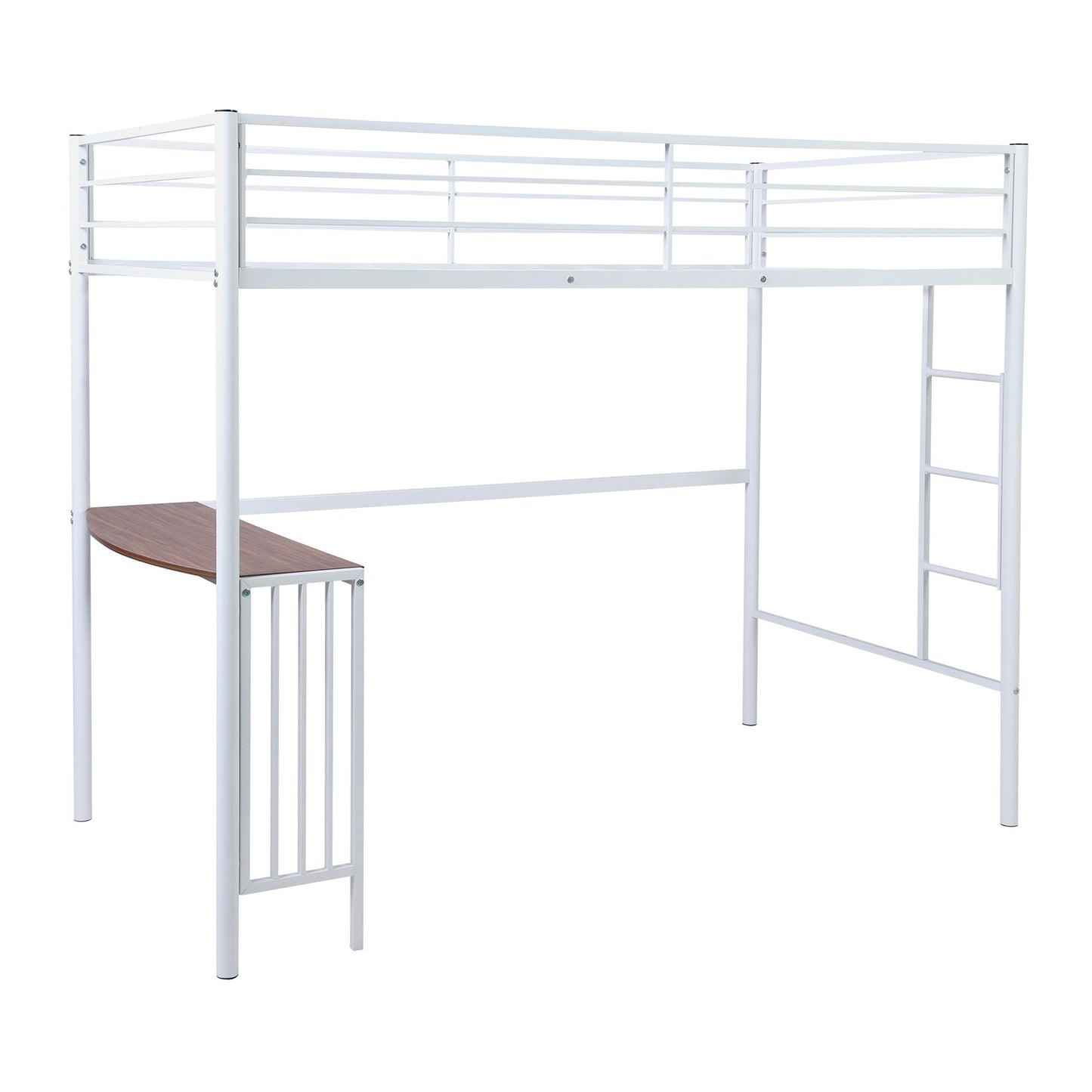 Twin Metal Bunk Bed with Desk Ladder and Guardrails Loft Bed for Bedroom
