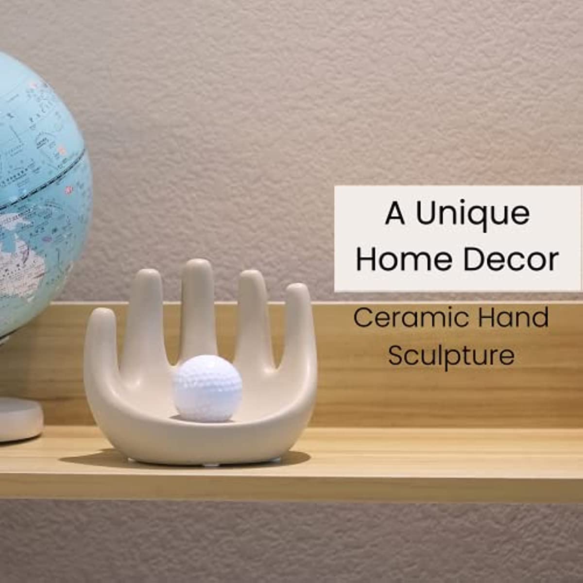 MIAJO Hand Decor for Shelves, Beige Ceramic Sculpture Boho Shelf Deco