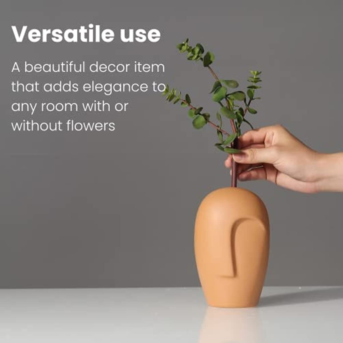 MIAJO Colorful Decor Face Vase 6.4", Funky Room Decor Aesthetic Brown