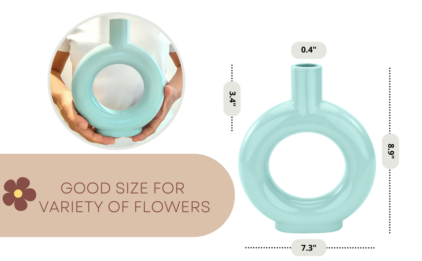 MIAJO Modern Decor Donut Vase, Ceramic Centerpiece for Home & Office, Housewarming Gift