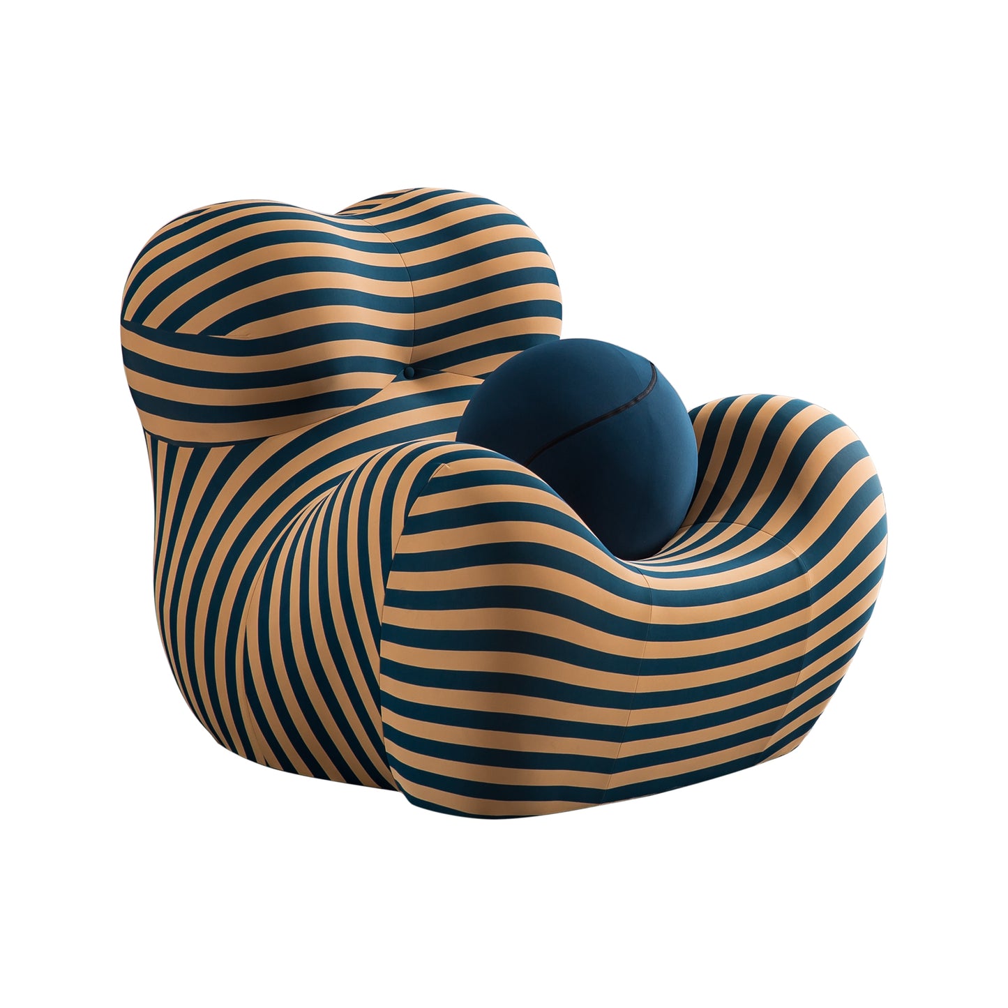 Stripe Barrel Chair and Ottoman Set - Modern and Comfortable Seating for Living Room (Available in 3 Colors and 2 Sizes) Large Size in Blue and Yellow Stripes
