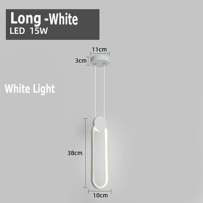 Nordic Minimalist White Black Square Round Pendant Lamp with Long Wire Dimmable LED High Ceiling Hanging Light for Bedside Decor - Miajohome