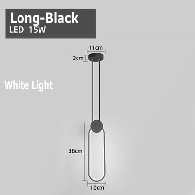 Nordic Minimalist White Black Square Round Pendant Lamp with Long Wire Dimmable LED High Ceiling Hanging Light for Bedside Decor - Miajohome