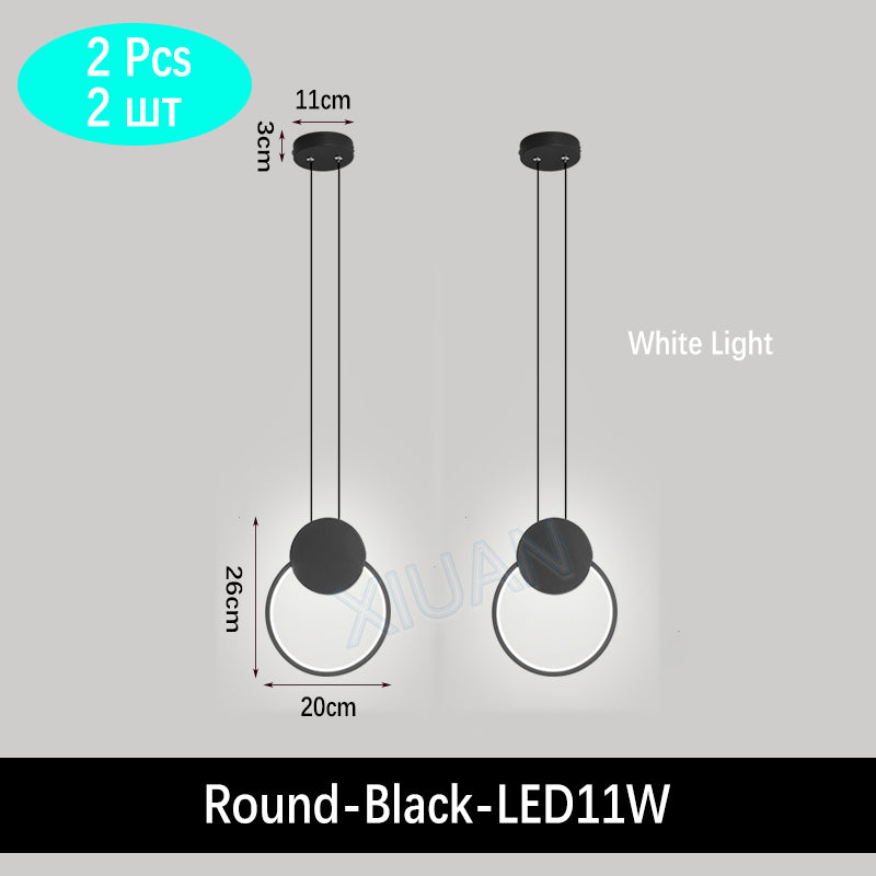 Nordic Minimalist White Black Square Round Pendant Lamp with Long Wire Dimmable LED High Ceiling Hanging Light for Bedside Decor - Miajohome