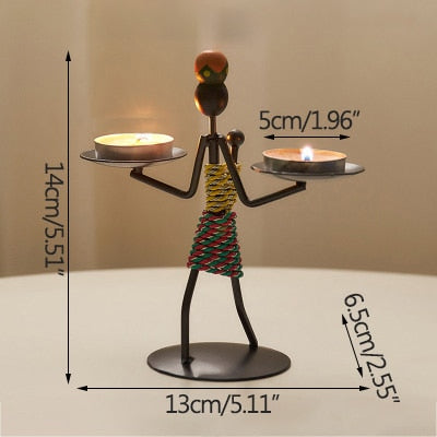 Modern Iron Figure Candlestick Simple Metal Romantic Wedding Candle Holder Vintage Home Decoration Birthday Gifts - Miajohome