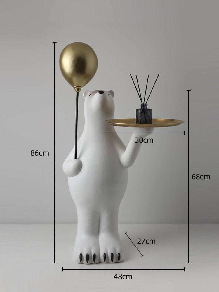 Home Decor Polar Bear Landing Accessories Decoration Resin Manual Multi-Function Metal Tray Ornament For Interior Sculpture - Miajohome