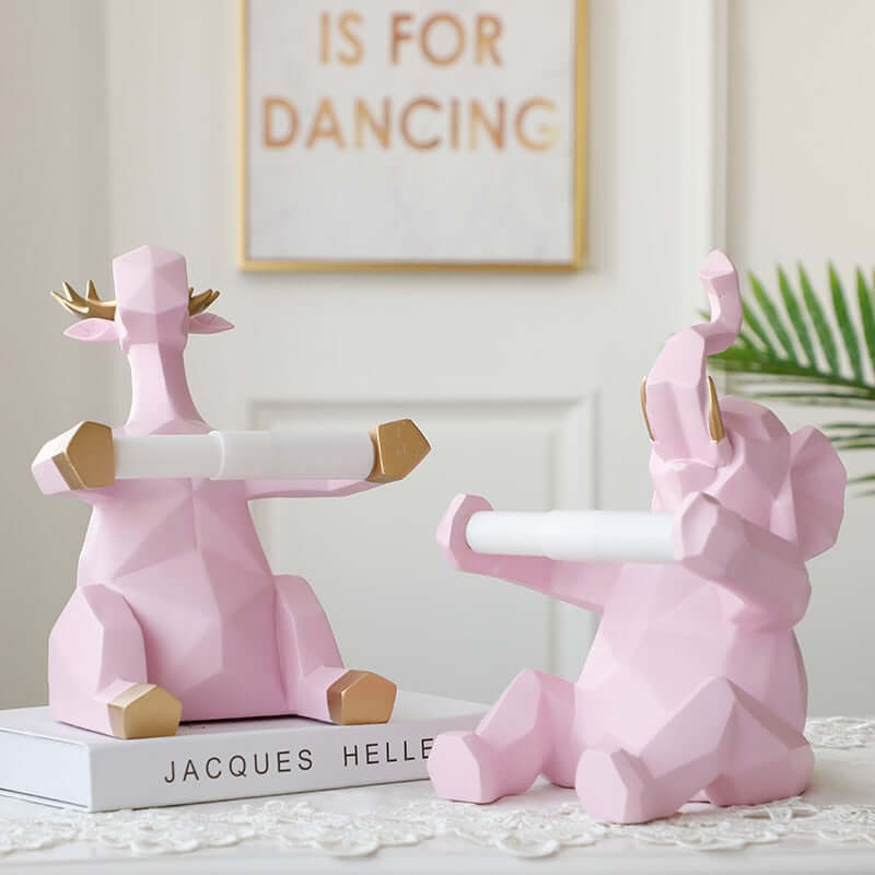 Animal statue Craft Toilet Paper Holder Table living room office restaurant hanging paper Elephant/deer figurine home decor - Miajohome