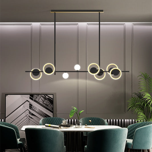 Modern Simple kitchen Decor Lighting Nordic LED Black Chandelier Dining room Island Hanging Lights Bar counter Fixtures 220-240V - Miajohome