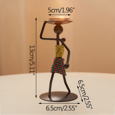 Modern Iron Figure Candlestick Simple Metal Romantic Wedding Candle Holder Vintage Home Decoration Birthday Gifts - Miajohome