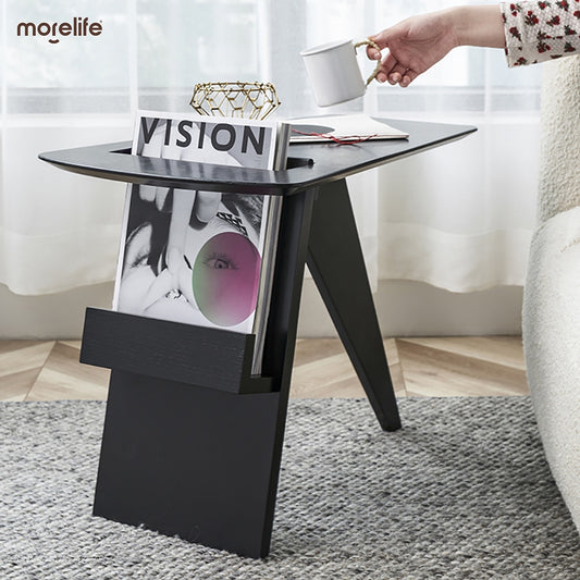 Nordic Luxury Side Table - Modern Simple Living Room Corner Table with Books and Magazine Shelves