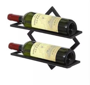 Wall Mounted Wine Rack Shelf Organizer for Retro Display, Metal Craft, Suspension, Holds 1-2 Bottles - Black/White/Gold