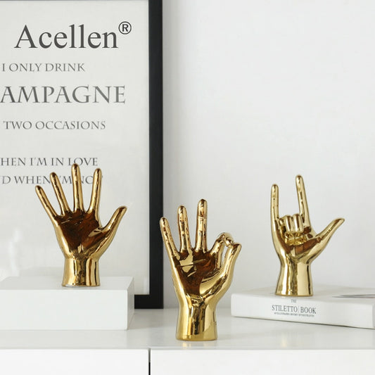 Nordic Gold-plated Creative Finger Arrangement Home Decor Modern Resin Miniature Figurines Home Decoration Accessories Desk - Miajohome