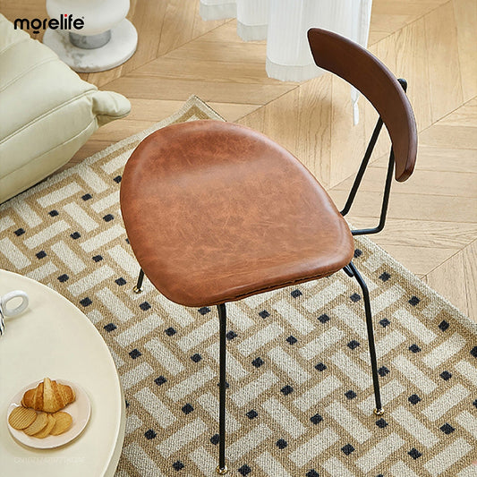 Nordic Industrial Dining Chair - Leather Chair for Hotel, Coffee, and Dining