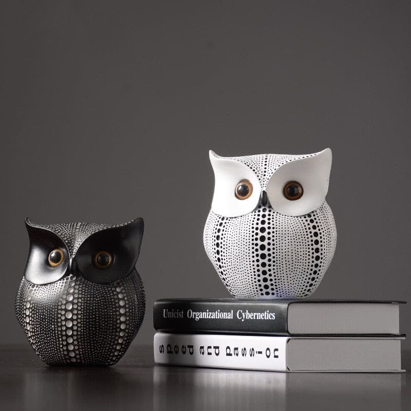 Nordic Style Owls Ornament Owl Resin Craft Lovely Bird Miniatures Figurines for Home Decor Living Room Bedroom Office Decoration - Miajohome